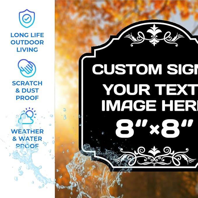 Personalized Aluminum Metal Signs - Weatherproof, Custom Text & Picture, Multiple Sizes, Hazard, Garden, Custom Door, Business Signs