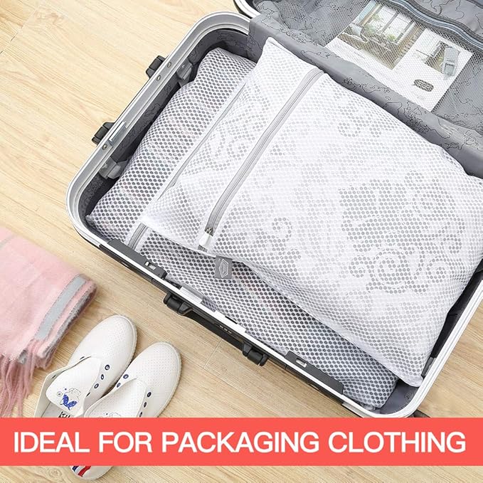 Kimmama Laundry Bags Mesh Wash Bag, Lingerie Bags for Washing Delicates, Net Washer Sack with Zipper, Dryer Pouch for Cleaning and Drying Cloths, Garment, Sweater, Bra, Pant, Sock, Toys, Bedcover