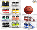 Mitees 10 Pack XX Large Thicken Sturdy Hard Plastic Clear Stackable Shoe Storage Boxes for Size 12, Sneaker Shoe Rack Containers Holders Bins Display Case Organizer for Closet, White