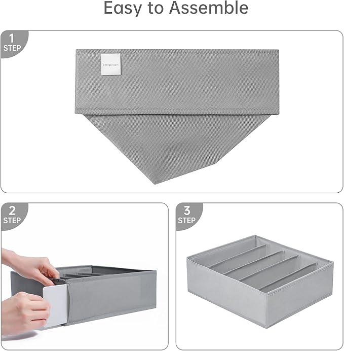 4 Packs Wardrobe Clothes Organizer,5 Grids Washable Portable Closet Organizer Storage Box Foldable Closet Drawer Organizer for thicker Scarves,Leggings,Long sleeve shirts（32 * 30 * 11）