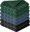 Artoid Mode Checkered Designed Cotton Grey Black Green Terry Kitchen Dish Cloths, 12x12 Inch Soft Absorbent Quick Drying Kitchen Rags Set of 6