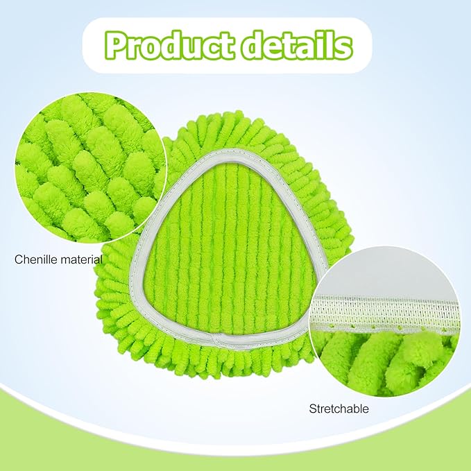 Mop Replace Heads for Ocedar Mop Heads Replacements Easywring 1-Tank System,Spin Mop Replacement Head for Floor Clean,2 Pack Chenille Mop Refills,Washable and Reusable Mop Head Replacement,Green
