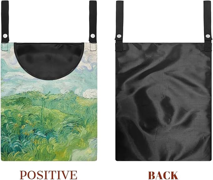 Green Wheat Field Print Windproof Clothespin Holder Bag for Outdoor Use - Durable Storage Organizer with Secure Closure - Hanging Clothes Pin Bag for Laundry & Drying Lines