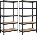 SONGMICS 5-Tier Storage Shelves, Load 2310 lb, Set of 2 Garage Storage, Boltless Assembly, Adjustable Shelving Unit, 17.7 x 35.4 x 70.9 Inches, for Study Shed Basement, Black UGLR450B02