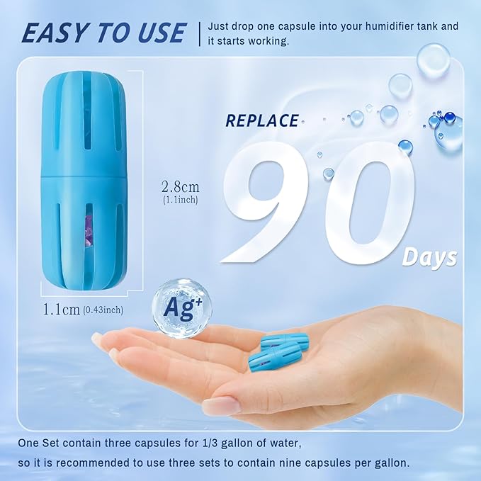 Humidifier Cleaner, 3 Pack Humidifier Cleaning Fish for Universal Humidifiers Tanks 90 Days, Purifies Water & Prevent Hard Water Build-Up, Reduce White Dust and Odors