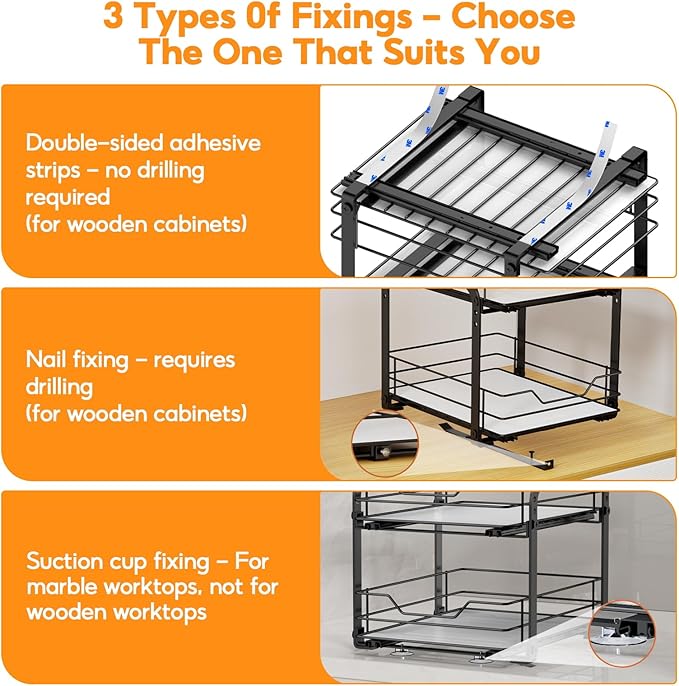 Spice Rack Organizer for Cabinet, 2 Tier Pull Out Spice Rack – Heavy Duty Metal Spice Organization for Cabinet, 50-Jar Capacity, Height Adjustable Cabinet Organizer (11.5W" X 10.5"D X 9"H, Black)