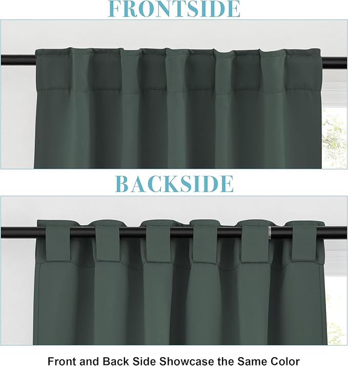 RYB HOME Small Window Curtains Blackout, Privacy Thermal Insulating Drapes for Bedroom Bathroom Basement Cafe Classroom Window Decor, W 34 x L 45 inches, Dark Green, 2 Panels
