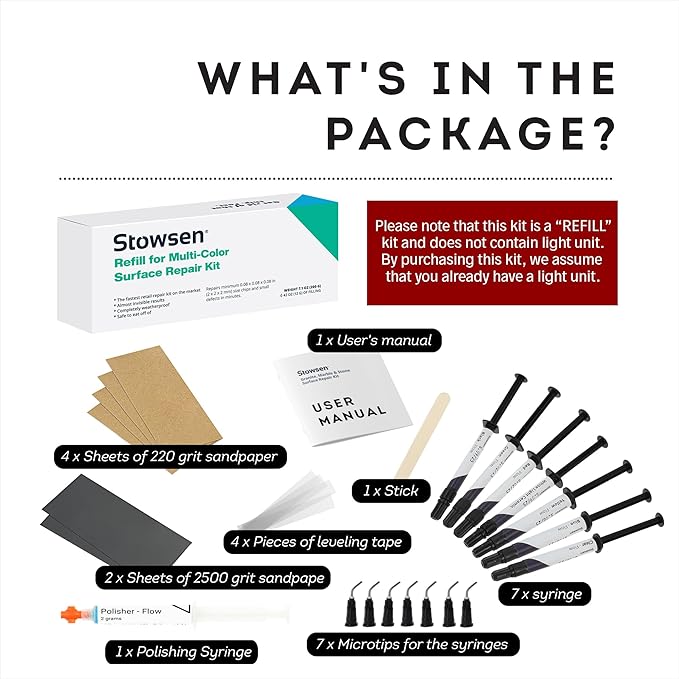 Refill for Multi-Color Surface Repair Kit - Fix Chips & Defects in Minutes | Restore Tiles Countertops and Bathroom Fixtures with Ease | for Porcelain Granite Fiberglass Marble Quartz and More