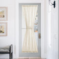 NICETOWN Privacy Door Curtain - Linen Textured French Front Door Curtain Semi Sheer Panel Tieback for Kitchen (52 inches W x 72 inches L, Beige, 1 Panel)