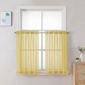 Chyhomenyc Yellow Sheer Curtains 30 inch Length 2 Panels, Light Filtering Voile Rod Pocket Short Window Curtians for Bathroom Living Room Farmhouse Small Windows, 42Wx30L inches