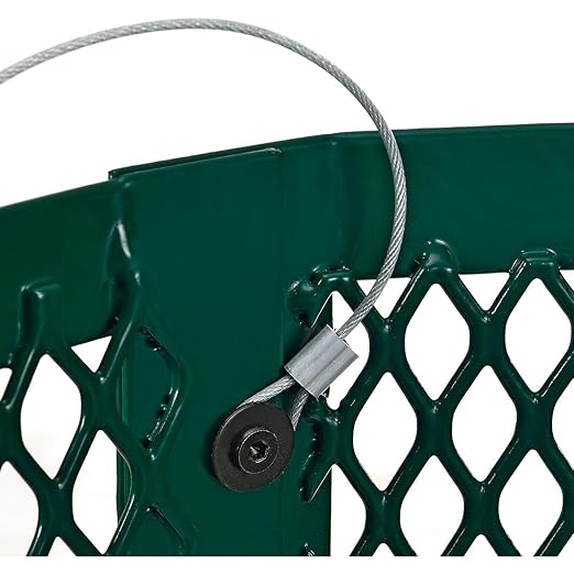 Global Industrial Outdoor Diamond Steel Trash Can with Rain Bonnet Lid, Raised Base and Plastic Liner, 36 Gallon Capacity, Green, Thermoplastic Coating, 23-1/2" Diameter, 43-1/2"H