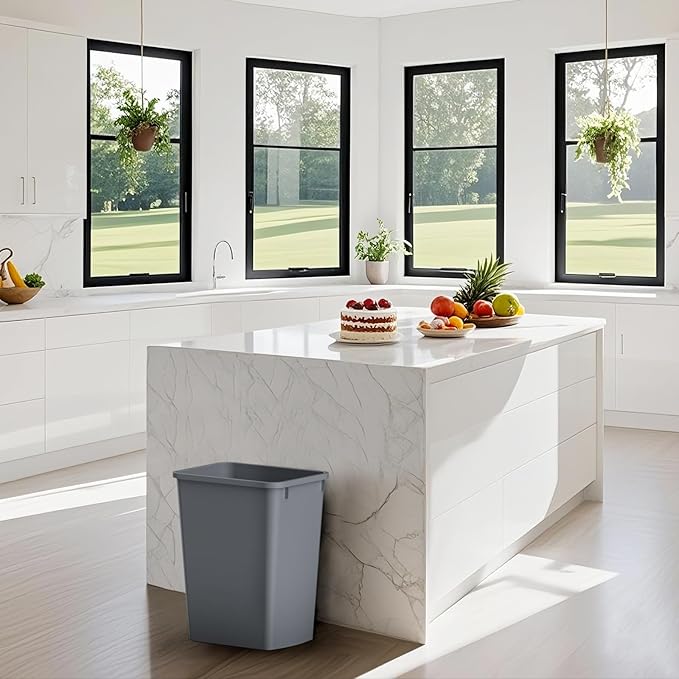 ROOMTEC Lightweight and Durable Slim Trash Can, Wastebaskets for Office, Workspace, Kitchen, Bathroom