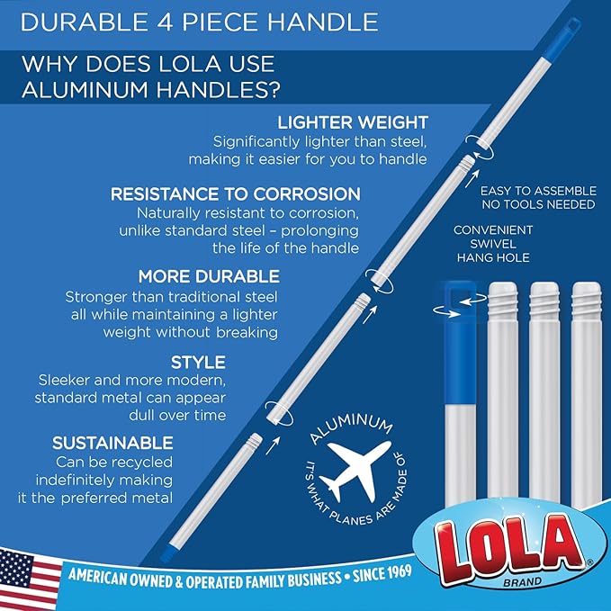 LOLA Squeeze Sponge Mop w/ Poly Foam & a Natural Cellulose Layer, Absorbs and Wicks Moisture, Hard Surface Cleaner, Refillable, 9” Wide Head