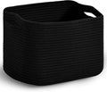Woven Cotton Rope Storage Basket for Organizing, Cute Decorative Baskets for Gifts Empty, Organizer Bins for Dog Toy, Baby Laundry, 15“×11”×9.5“, Black