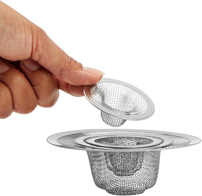 Juvale 4-Pack Stainless Steel Kitchen Sink Drain Strainer - Mesh Screen Sink Strainer and Hair Catcher for Bathroom (4.3", 2.8" and 2.1")