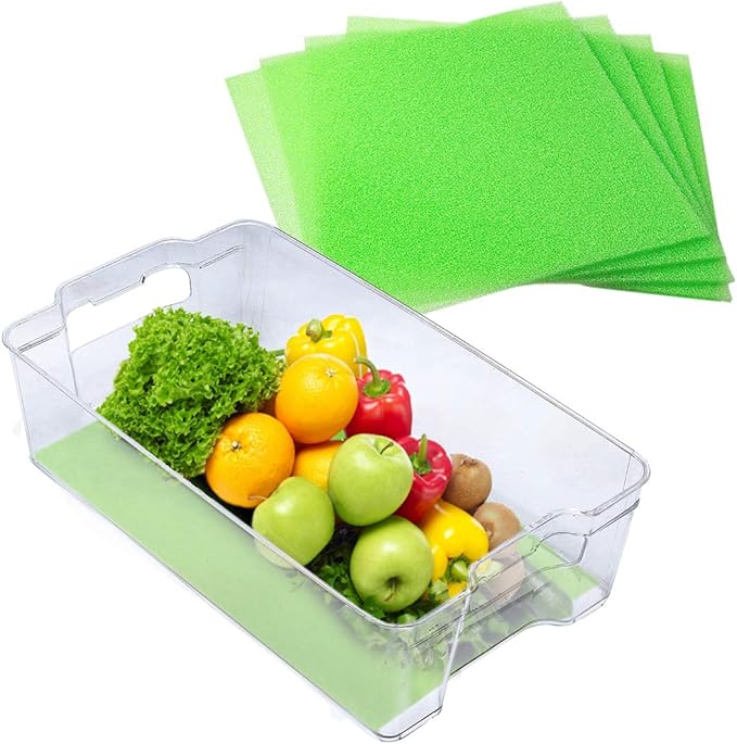 Dualplex® Fruit & Veggie Life Extender Liner for Fridge Refrigerator Drawers, 12x15 Inches (4 Pack) – Extends The Life of Your Produce & Prevents Spoilage