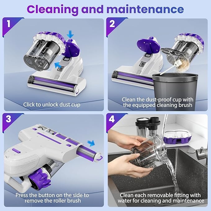 Mattress Vacuum Cleaner, 16Kpa Bed Vacuum Cleaner with 253.7nm UV-C Light, 145°F Heat, HEPA Filter & Ultrasonic, Versatile Handheld Vacuums for Bed, Sofa, Couch, Crib(Corded, 600W)