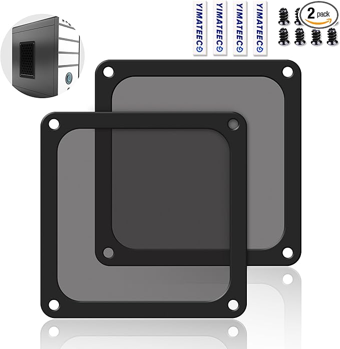 Dust Filter PC 140mm for Computer Cooler/PSU/Routers Nylon 80 Mesh, Magnetic Frame Fan Dust Mesh PC Cooler Filter Dustproof Computer Fan Grills (Nylon, 140 * 140mm, 2pcs, Black)