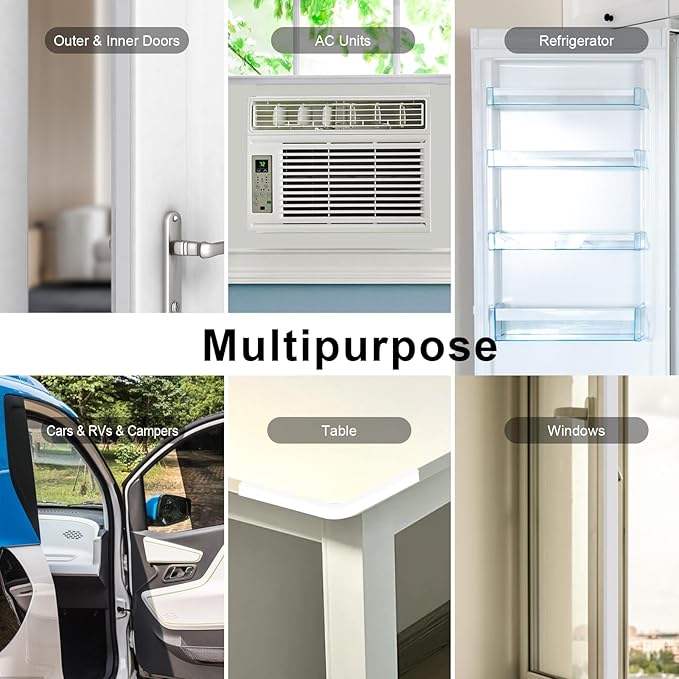 Strong Adhesive Weather Stripping, High Density Weatherproof Weather Stripping Door Seal Strip for Sliding Door, Windows,Noise-Reduction Foam Sealing Strip, White(1/2 in x 1/4 in x 13Ft)