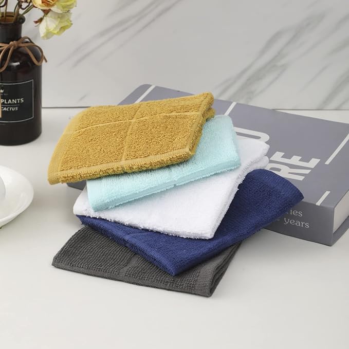 Glynniss Dishcloths Kitchen Highly Absorbent Dish Rags 100% Cotton Dish Cloths for Washing Dishes (Aqua Sky)