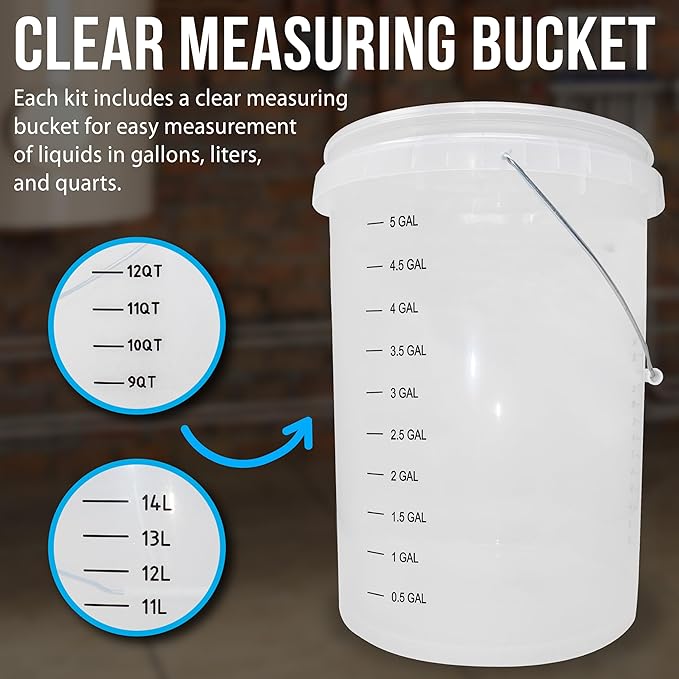 DrainX Tankless Water Heater Flush Kit Includes 4 Quarts of Eco Friendly and Powerful Liquid Descaling Solution for 4 Uses, 5 Gallon Bucket and 1/6HP Extra Strength Pump