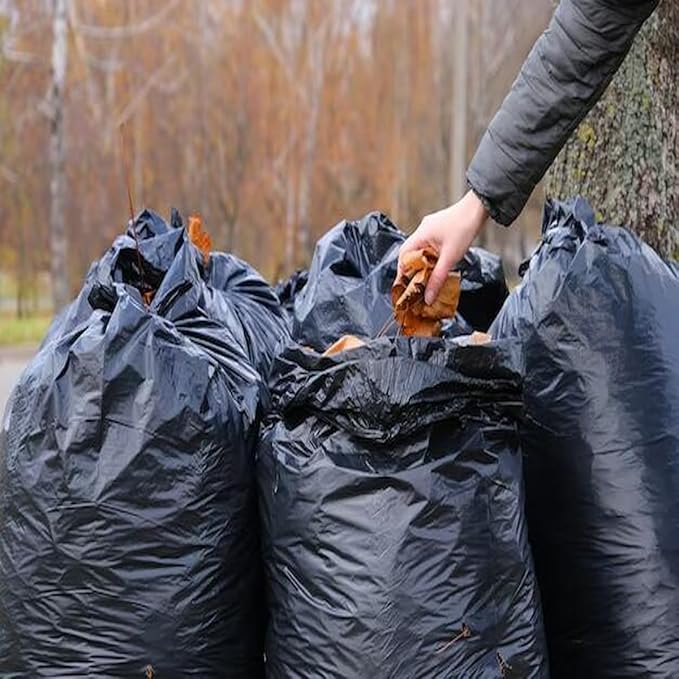 40-45 Gallon Lawn & Leaf Trash Bags, 50 Count Bulk, Black Garbage bags, Multi-purpose Trash Can Bin Liners for Home Commercial, Outdoor, Construction, Industrial