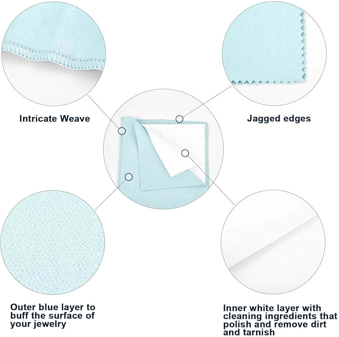 SEVENWELL Silver Polishing Cloth, Jewelry Cleaner Cloth for Sterling Silver Jewelry, Gold, Platinum, Silverware, Diamonds, Gemstones, Coins (Turquoise)