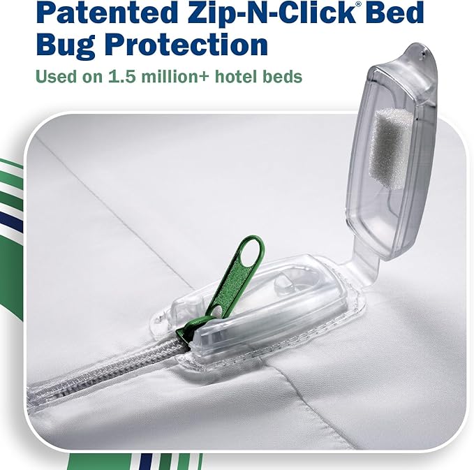 CleanRest Pro Mattress Protector Encasement, MicroPlush Fabric, Ultimate Sleep Surface Protection with Patented MicronOne Technology, Zip-N-Click Security, EZ-Fit, Waterproof (California King)