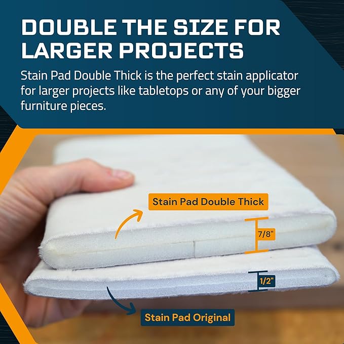 MāKRS Double Thick Stain Pad, Cut-to-Size Staining Pads, 5-Pack, Lint, Snag, Streak-Free Applicator, Micro Brush Material, Wood Stains and Oil Based Finishes, Easy to Use with Consistent Application
