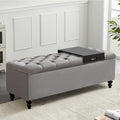 Storage Ottoman 50.2 Inches Upholstered Fabric Storage Ottoman Bench，Button Tufted Ottoman with Storage for Living Room，Bedroom End of Bed Bench Withstands 301lbs(Grey-TP)