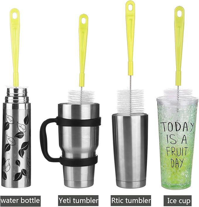 ALINK 3-Pack Long Narrow Neck Bottle Cleaning Brush for Beer, Wine, Flask, Thermos, Sport Well, Brewing Bottle and Hummingbird Feeder and Long Narrow Neck Sport Bottles