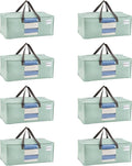 VENO 8 Pack Moving Bags for College, Heavy-Duty Storage Totes, Moving Boxes and Wardrobe Packing Supplies Alternative - Extra Large Durable Laundry Bags for Clothes (Shiny Light Green, 8 Pack)