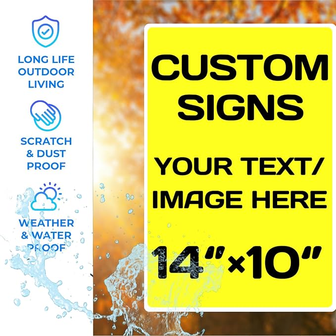 Personalized Aluminum Metal Signs - Weatherproof, Custom Text & Picture, Multiple Sizes, Hazard, Garden, Custom Door, Business Signs