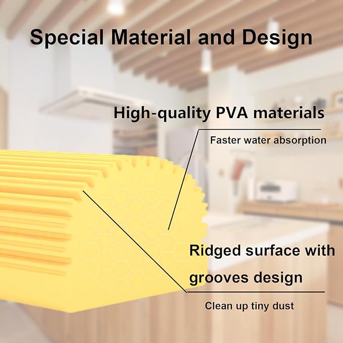 6-Pack Damp Clean Duster Sponge,Magic Sponge Eraser for Housekeeping,Reusable Cleaning Sponge for Blinds,Vents,Mirrors,Glass, Baseboards,Window Track Grooves and Railings (Yellow)