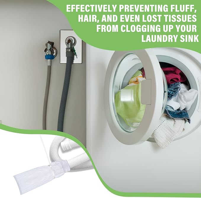 Shappy 24 Pieces Washing Machine Lint Traps and Cable Ties Set 6 Nylon Mesh Lint Trap for Discharge Hoses and 18 Cable Ties Fits Most Washing Machines(White)