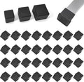 32 Pcs 1" x 1" Square Rubber Chair Leg Caps, PVC Table Leg Covers, Flexible & Anti-Slip Furniture Leg End Caps, Chair Leg Floor Protectors for Bar Stool Leg Patio Indoor, Black