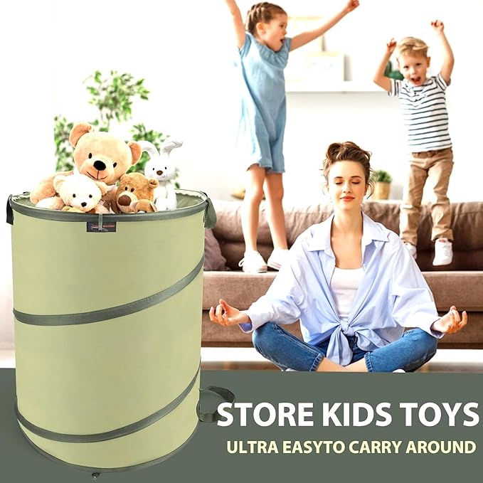 YUDI & GARDEN 45 Gallon Collapsible Garden Bag｜Collapsible Trash Can｜Camping Trash Can, Use for Gardening Cleanup or Party Waste and Outdoor Activities