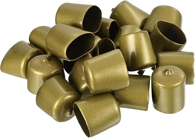 uxcell 20pcs Rubber End Caps 26mm(1 Inch) ID Vinyl Round Tube Bolt Cap Cover Thread Protectors Gold