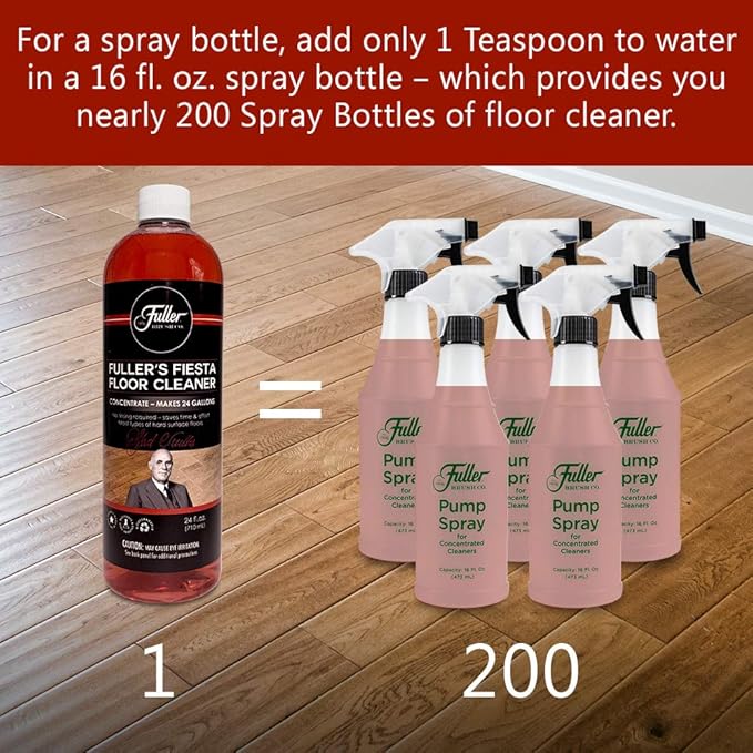Fuller Brush Fiesta Floor Cleaner Liquid Concentrate - Multi-Surface & Industrial Cleaning For Hardwood, Laminate, Linoleum, Tile & Ceramic Floors, 24 Fl. Oz. Bottle