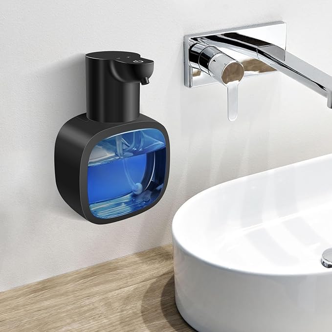 Automatic Foaming Soap Dispenser with 500ml/17oz Capacity, Touchless Soap Dispenser with 4 Level Adjustable, Rechargeable, Wall-Mounted, Waterproof for Kitchen, Bathroom, Hotel, Restaurant