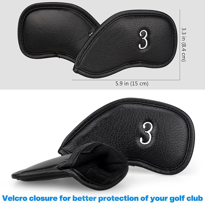 CRAFTSMAN GOLF 12pcs or 1pc Thick Synthetic Leather Golf Iron Head Covers Set Headcover Fit All Brands Callaway Ping Taylormade Cobra Etc. Also Custom Name