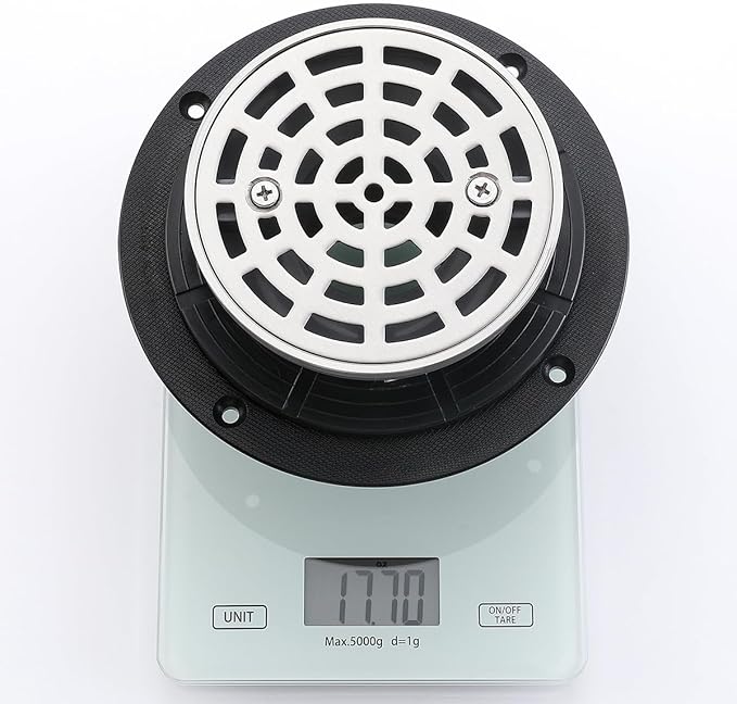 RANDOM Round Shower Drain Brushed Nickel 4 Inch Shower Drain with Adjustable PVC Base Flange,SUS304 Stainless Steel Bathroom Shower Floor Drain with Removable Grid Cover Grate.98768BN-S