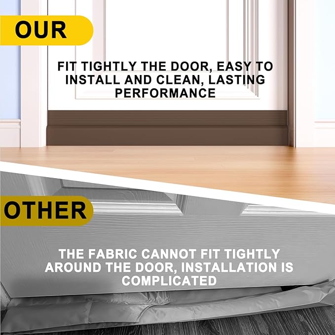 Door Draft Stopper,Door Sweep for Bottom of Doors,Weather Stripping Seal Draft Guard Blocker Noise Cold Air Insulation Soundproofing for Exterior Interior Home Improvement(Brown, 78")