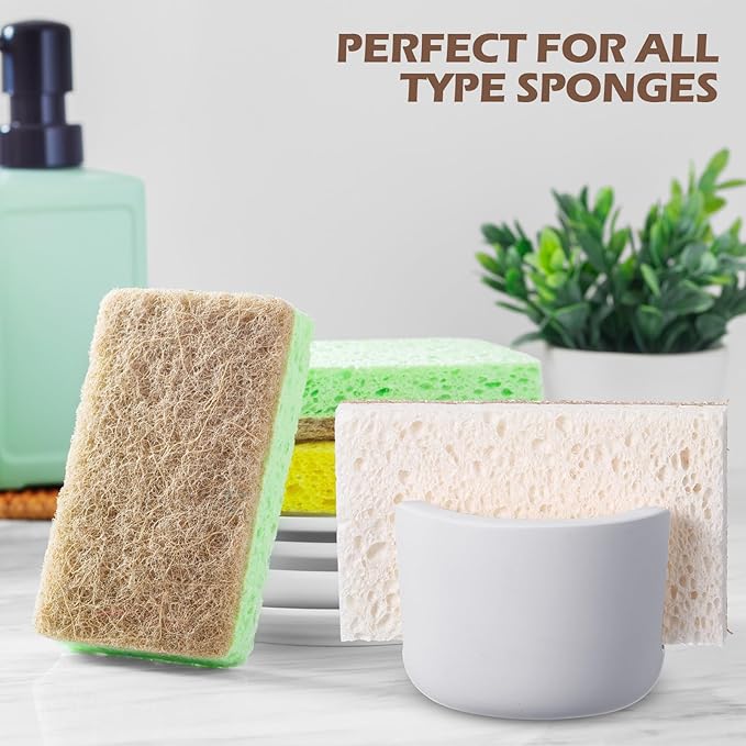 Geelin 2 Pack Diatomite Stone Sponge Holder for Kitchen Sink Absorbent Sponge Drying Rack Dish Organizer Kitchen Accessories Sink Tray(Grey)