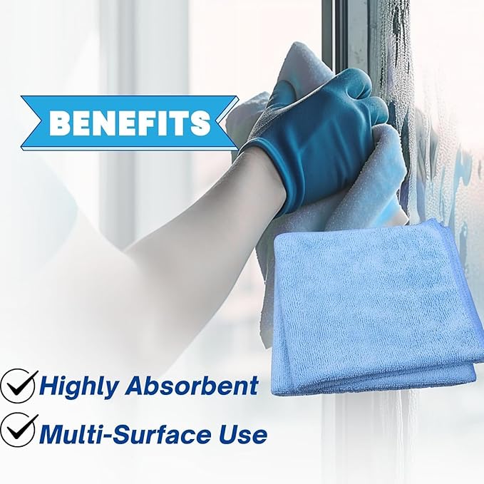Single Microfiber Cleaning Cloth 40x40 cm - Ultra Absorbent Microfiber Cloth for Home, Kitchen Car Bathroom Rags Polish Cleaning 250 GSM (Blue)