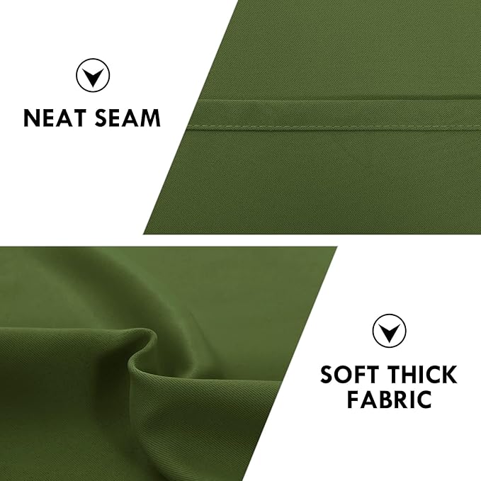 DWCN Blackout Curtains for Living Room Thermal Insulated, Energy Saving & Noise Reducing Bedroom Curtains, Olive Green, W 70x L 63 Inch, Set of 2 Rod Pocket Curtain Panels