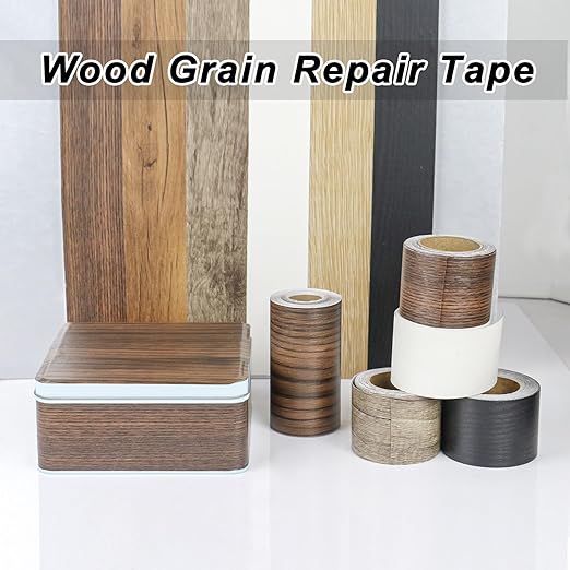 BOMEI PACK Wood Grain Repair Tape,Self Adhesive Repair Patch for Furniture, Floors, Cabinets, Windows, Doors, RV, Home Decor and DIY Projects (2, White)