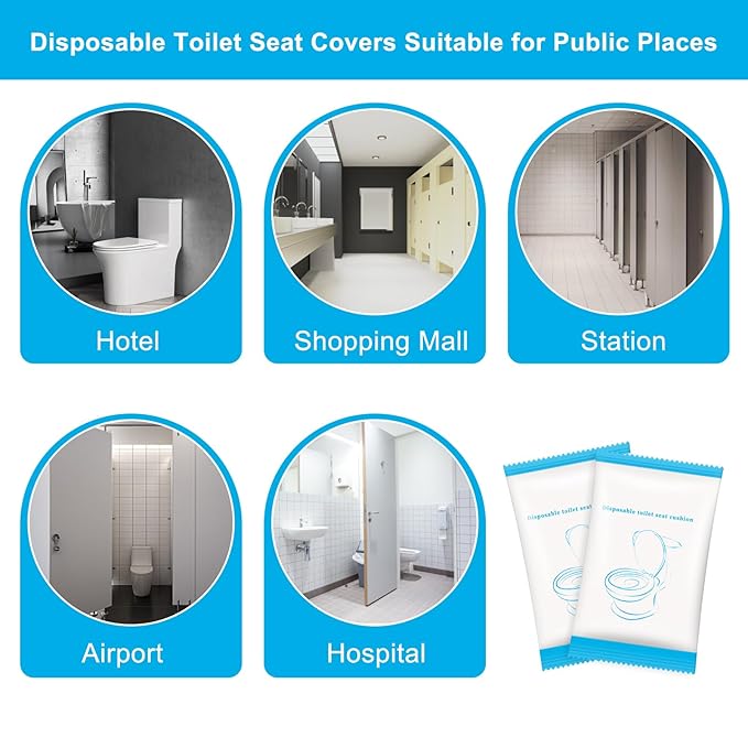 100 Pack Disposable Toilet Seat Cover Waterproof Non-Woven Fabric, Disposable Toilet Seat Covers for Travel, Disposable Seat Covers for Outing Hotel Hospital Public Toilet (Individual Package