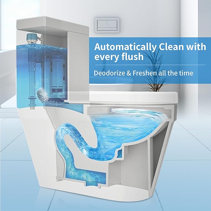 Toilet Bowl Cleaner Tablets, Automatic Toilet Tank Cleaner for Deodorizing & Descaling, Long-Lasting with Sustained Release Technology for Bathroom Cleaners, Blue & White, 12 Packs