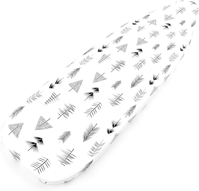 Encasa XO Ironing Board Cover and Pad 28"x12" - Thick 3mm Felt Padding, Drawstring Tightening & Lock, Easy Fit, Scorch & Stain Resistant, Fits Mini Ironing Board - Black Arrow